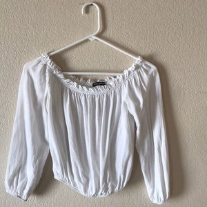 White off the shoulder Brandy Melville top.